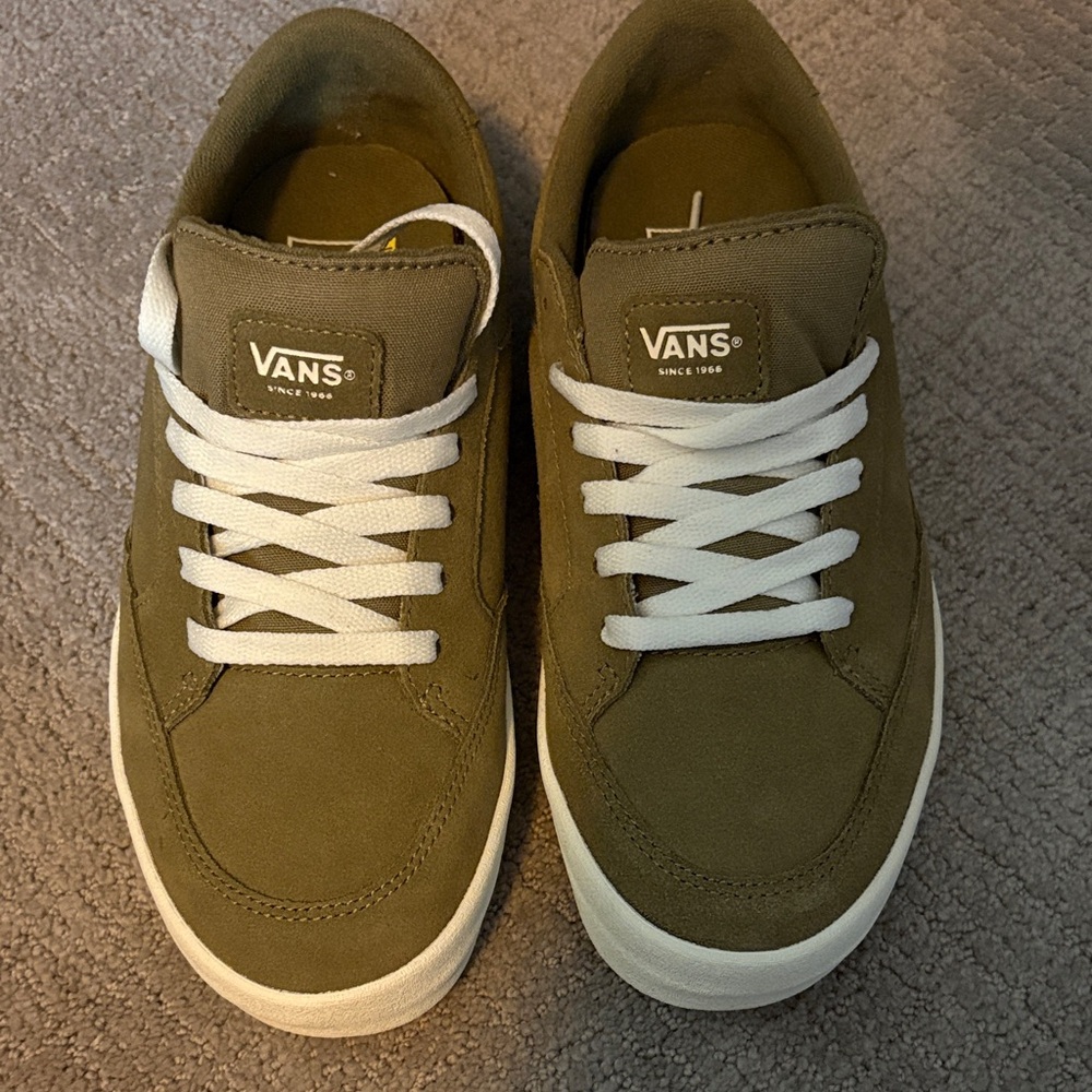 Vans Olive Green Sneakers with White Laces